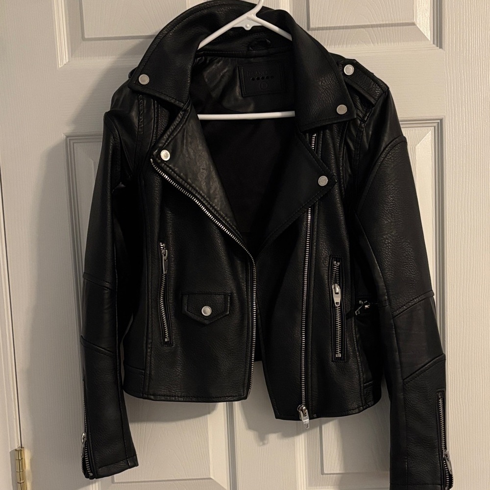 Blank NYC Black Leather Jacket with Silver Details